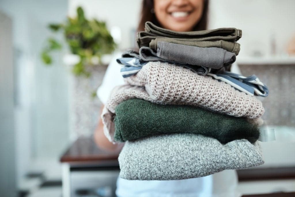 Neatly stacked laundry